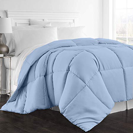 All Season Goose Down Alternative Comforter, 1000-TC King Perfect Size Luxury Comforter 1-PC Hypoallergenic 100% Egyptian Cotton Comforter Hotel Quality Soft 600 GSM, Light Blue Solid (92"x102")