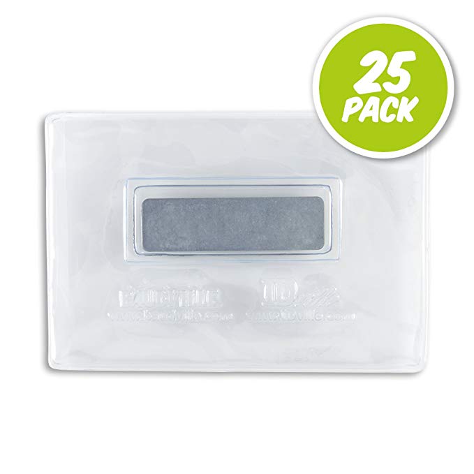 Clear Vinyl Veritcal or Horizontal Magnetic Badge Holder - Credit Card Sized (3 x 2) - 25 Pack