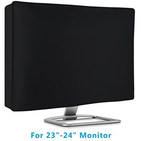 Flat Screen Monitor Cover Full Body Sleeve for 23” and 24” LED LCD HD Panel, Scratch Resistance with cleaning cloth-Black