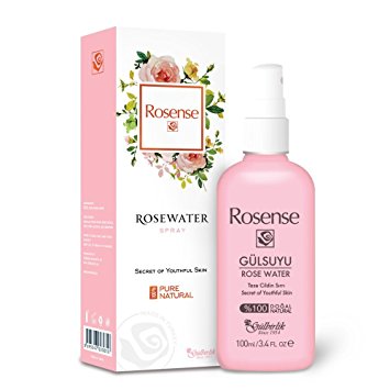 100% Pure Natural Vegan Turkish Rosewater Hydrating Face Mist / Rose Water Face Toner (No Additives, No Chemicals, No Preservatives) 3.4 Oz