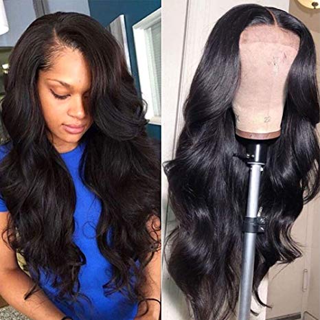 Lace Front Human Hair Wigs for Women Pre Plucked Hairline 150% Denisty Brazilian Body Wave Lace Front Wigs with Baby Hair Natural Color (22inch Wigs)