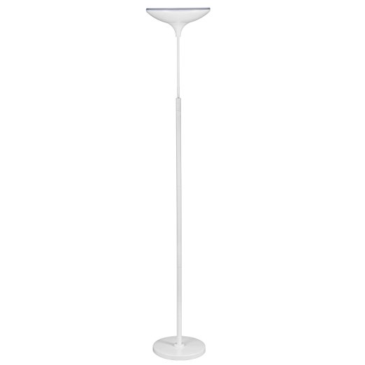 Globe Electric LED Floor Lamp Torchiere, Energy Star Certified, Dimmable Super Bright, 43W, 3000 Lumens, White Satin Finish, 1x 43W LED Integrated Bulb, 12783