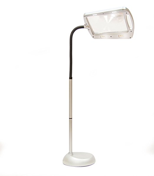 Balanced Spectrum Lighted Magnifier Floor Lamp - Full Page Magnification - Ultra Bright LEDs