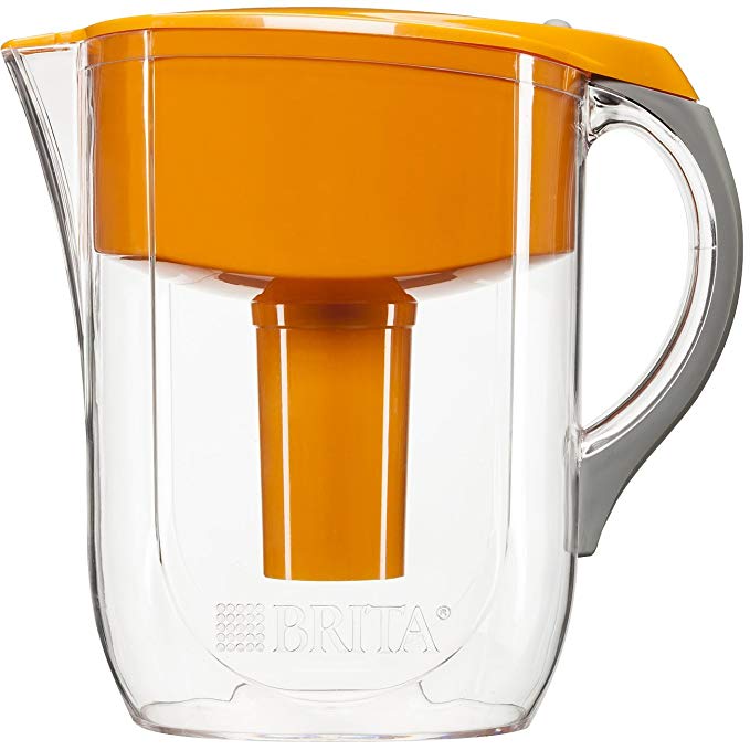 Brita Large 10 Cup Grand Water Pitcher with Filter - BPA Free - Orange