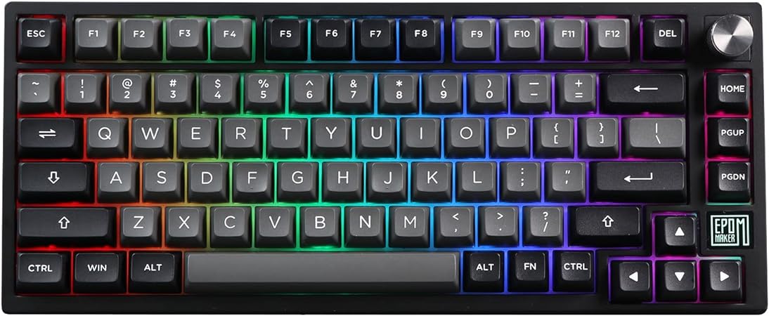 EPOMAKER TH80 SE Gasket 75% Mechanical Keyboard, NKRO Hot Swap RGB Triple Mode Gaming Keyboard with Poron/EVA Foam, Programmable, Knob Control for E-sport/WIN/Mac (Black Silver,Wisteria Linear Switch)