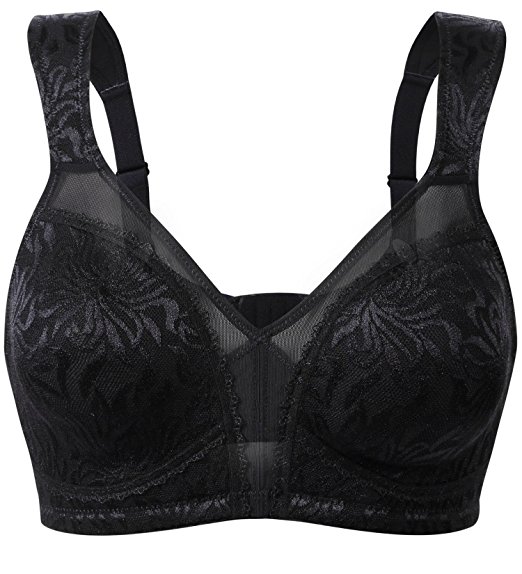 WingsLove Women's Full Coverage Non Padded Comfort Strap Minimizer Wire-Free Bra