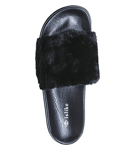 Sandals Slippers, Fashion Women and Men Flip Flop Fur Slide Slip On Flats Shoes