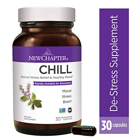 New Chapter Stress Relief, Mood Support, Stress Relief Supplement with Holy Basil   Gluten Free - 30ct (1 Month Supply)