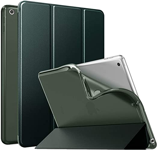 MoKo Case For New iPad 9th/8th/7th Gen Case (2021/2020/2019), Soft TPU Translucent Frosted Back Cover Slim Shell Protective Case with Stand for iPad 10.2 inch,Auto Wake/Sleep,Night Green