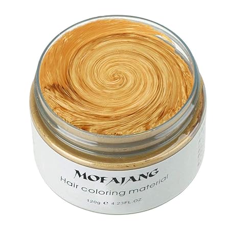 Temporary Hair Color Wax,Gold Hair Dye Color Wax Washable Natural Instant Hair Color Cream DIY Hairstyle Temporary Hair Color Dye for Women Men Halloween Party (Upgraded Gold)