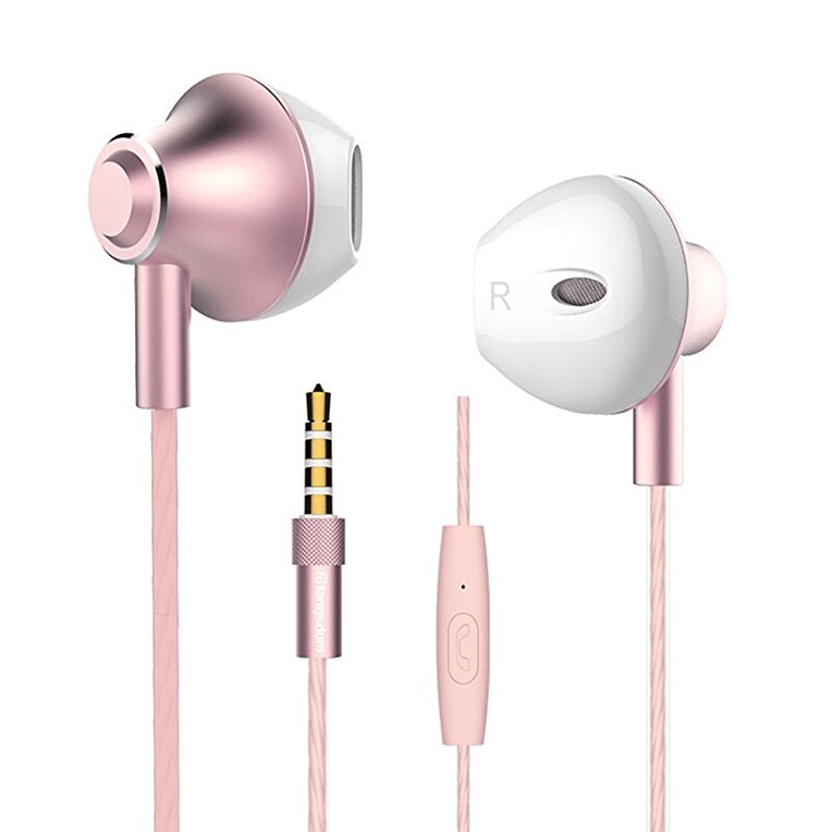 FusionTech® M420 Noise Isolating in Ear Canal Headphones Earphones with Pure Sound and Powerful Bass Remote Control with Microphone for iPhone, iPad, iPod, Samsung Galaxy, Andriod, Sony, HTC , LG, Nokia, MP3 Players (RoseGold)