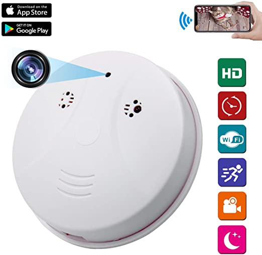 Spy Camera Wireless Hidden ZXWDDP HD 1080P Nanny Cam Baby Pet Monitor WiFi Smoke Detector Camera Motion Detection/Indoor Security Monitoring Camera Support Android/iOS