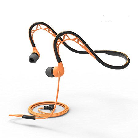 Running Headphones with Microphone Workout Earbuds Sweatproof Sport Earphones Neckband Headphones Wired 3.5mm Headphones for iPhone Android,Orange