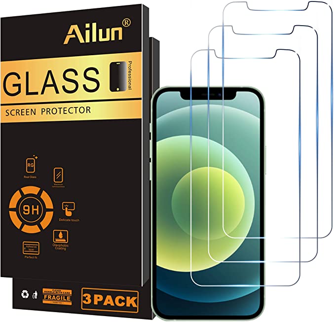 Ailun Glass Screen Protector Compatible for iPhone 12/iPhone 12 Pro 2020 6.1 Inch 3 Pack Tempered Glass 2.5D Edge Anti Scratch Work Most Case