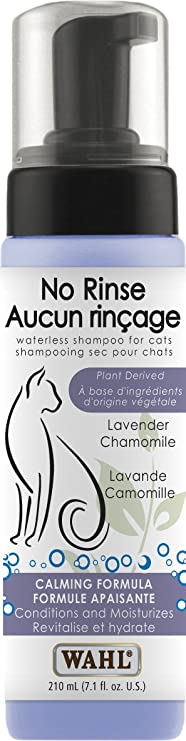 Wahl Canada No Rinse Shampoo for Cats, Calming Formula Shampoo in Lavender Chamomile, Freshens and Conditions The Coat, Waterless Shampoo, Foam Dispenser, 210ml, Model 58300