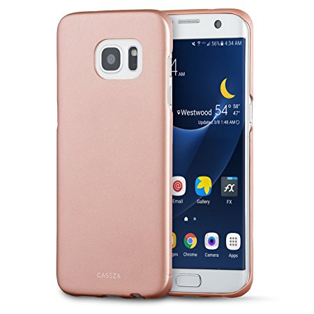 CASEZA Samsung Galaxy S7 Edge Case "Rio" Rose Gold - Ultra Thin Back Cover with Matte Rubber Finish - Premium Slim Protective Rubberized Hard Case - Quality Look & Feel for your Original S7 Edge