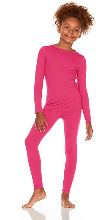 Thermajane Girl's Ultra Soft Thermal Underwear Long Johns Set with Fleece Lined