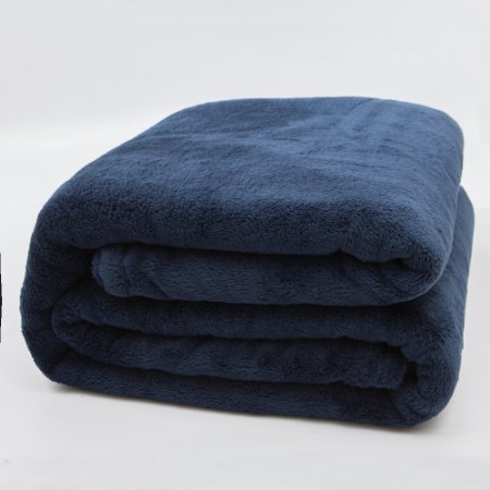 Plush and Velvet Throw Blanket Bed Blanket by Bedsure- 100 Microfiber Thickened Fluffy and Soft Twin Full Queen King 90x90 Navy