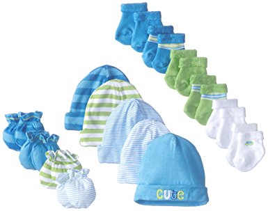 Gerber Baby Boys' 15 Piece Socks, Caps, and Mittens Essential Gift Set