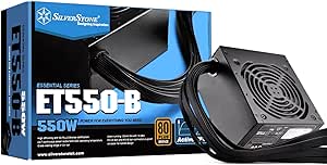 SilverStone ET550-B 550W 80 Plus Bronze ATX PSU with Flat Black Cables Power Supply