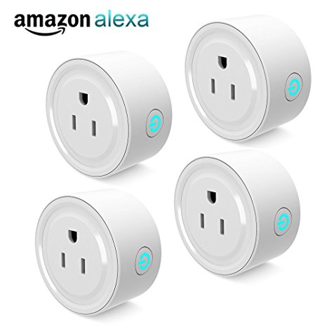ZIMOO Mini Smart Wifi Outlet Plug Timer Switch Socket App Remote Control Compatible with Alexa Echo (Round four pack)