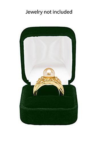 Novel BoxÂ Domed Jewelry Ring Box in Green Velvet With Metal Hinge   Custom NB Pouch