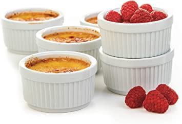 Prepworks by Progressive Porcelain Stacking Ramekins-Set of 6 for Baking, Crème Brulee Dishes, Souffle, Flan Pan Sauce, Custard, Pudding Cups, Dipping Bowls