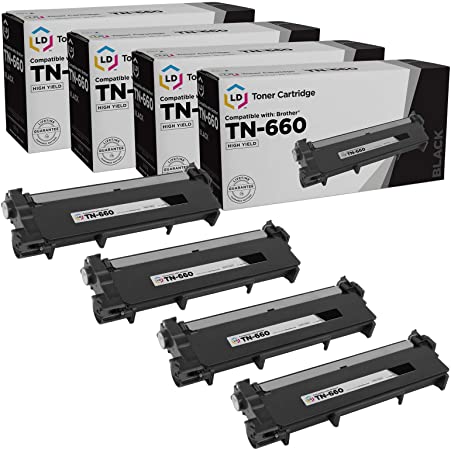 LD Compatible Toner Cartridge Replacement for Brother TN660 High Yield (Black, 4-Pack)