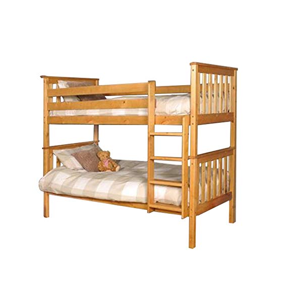 Premium Pine Bunk Bed with a Caramel Finish with Mattresses INCLUDED