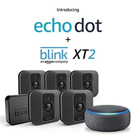 Blink XT2 (5 Camera Kit) with Echo Dot (Charcoal)