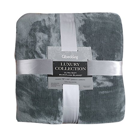 Qbedding Blankets | Microplush Fleece Blanket | Luxury Collection : Extra-heavy (380 GSM) and Anti-Static (Azure Gray, Throw 50x60)