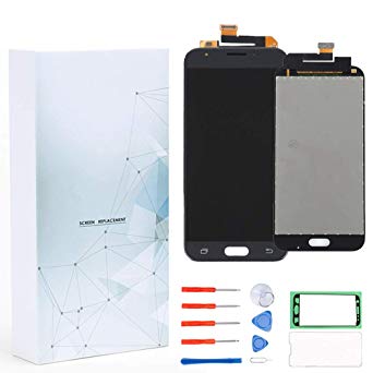 Maojia Screen Replacement For Galaxy J3 2017 Prime SM-J327 J327R4 J327T J327T1 J3 Amp Prime 2 SM-J327AZ J3 Emerge J327A J327P J3 V 2017 J327V Glass LCD Display Touch Digitizer Assembly   Tools (Black)