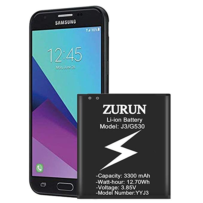 Galaxy J3 Battery ZURUN 3300mAh Battery Replacement for Samsung Galaxy J3 (2016) J320V J320A J320F J320P EB-BG530 EB-BG530BBU Galaxy Grand Prime Battery [2 Year Warranty]