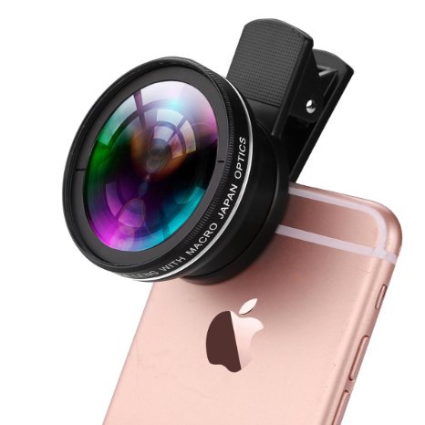 iPhone Camera Lens Kit, Foxin Professional Universal 2 in 1 Clip-on HD Camera Lens Kit with 0.45X Super Wide Angle Lens / 12.5X Macro Lensfor iPhone 6s / 6s Plus / 6 / 5s / SE Smartphones