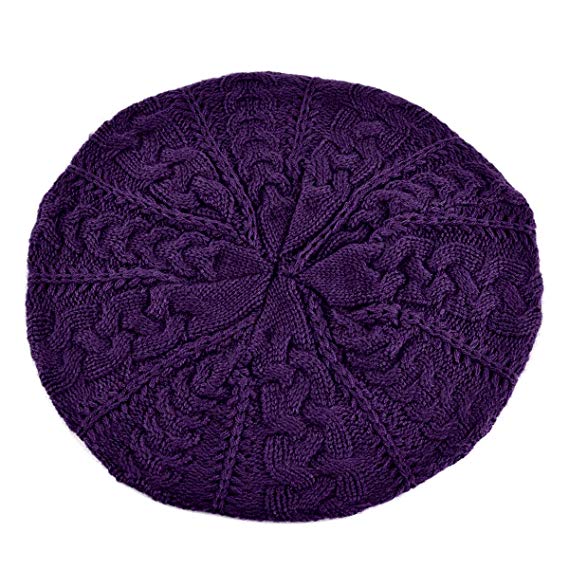 BG Soft Lightweight Crochet Beret for Women Solid Color Beret Hat - One Size Slouchy Beanie
