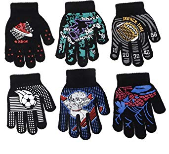 Gilbin Magic-Stretch Gripper Glove, Kids Size, Colorful Set, 6 Pair