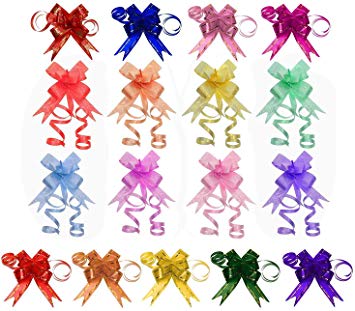 Penta Angel 170Pcs String Pull Bows Ribbon Gift Wrapping Pull Bows Basket Pull Bows for Wedding Christmas Birthday Easter Party Decoration, 17 Colors