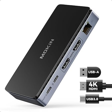 USB C Docking Station Dual Monitor, 8 in 1 Laptop Docking Station Dual HDMI Adapter with 2 HDMI, 100W PD, 3*USB 3.0, Gigabit Ethernet, USB C Hub Multiport Adapter for MacBook Pro/Air/Dell/HP/Lenovo