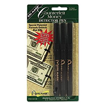 Dri-Mark Money Counterfeit Bill Detector Pen for Use w/ U.S. Currency, 3/Pack