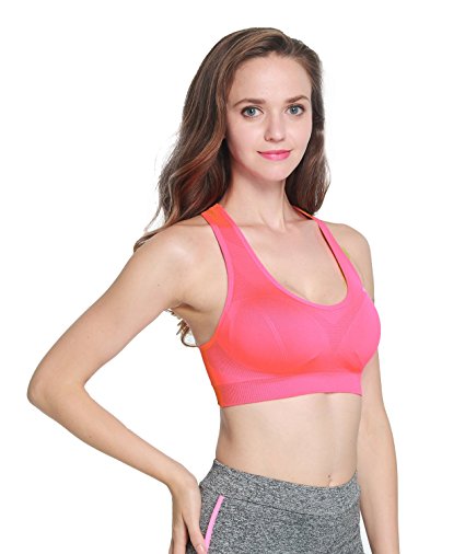 MISSALOE Women’s Seamless Sports Bras with Removable Cups High Impact Yoga Bra