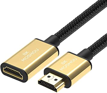 SIKAI HDMI Extension Cable 8K HDMI 2.1 Male to Female HDMI Cable Ultra High Speed 8K 60Hz, 4K 120Hz, 3D Ultra HDR 48Gbps HiFi eARC Dolby Atmos HDCP2.2 HDMI Extension Cable (1.5 Feet)