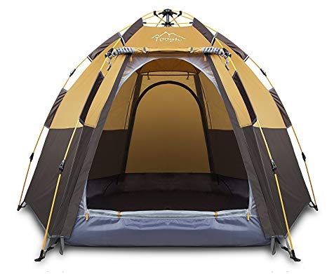 Toogh 4 Person Camping Tent 3 Seasons Backpacking Tents Hexagon Sun Dome Automatic Pop-Up Outdoor Sports Tent