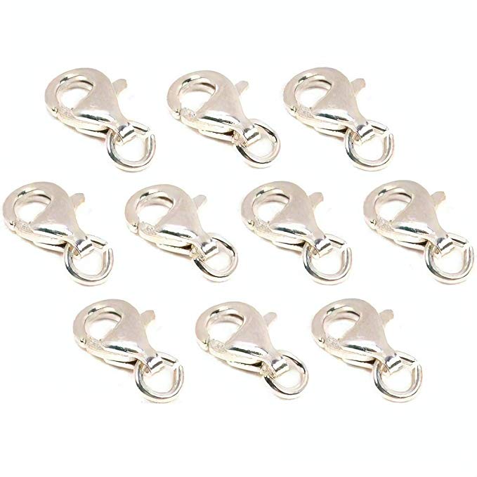 10 Sterling Silver .925 Lobster Claw Clasps Jewelry Findings 9mm x 5mm