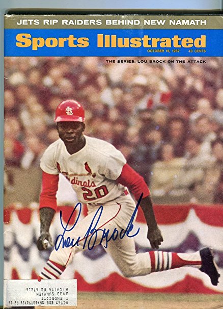LOU BROCK Stl. Cardinals signed 1967 World Series Sports Illustrated