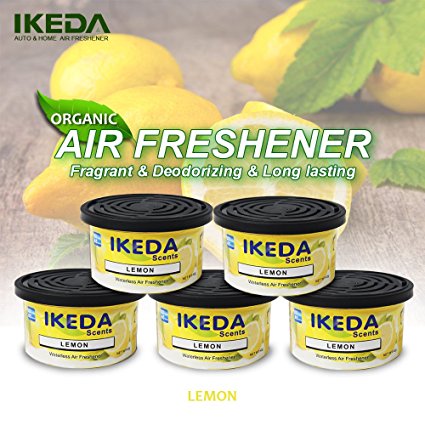 IKEDA Odor Eliminator Scents organic block Natural Air Freshener Eliminates Odor in Cars Bathrooms Boats RVs Room Kitchen and Pet Areas - LEMON ( Pack of 4 )