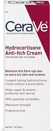 CeraVe Hydrocortisone Cream 1% | Anti-Itch Cream with Temporarily Relief from Rashes with Eczema-Prone & Dry Skin | Itch Relief Cream | Fragrance Free | 1 Ounce