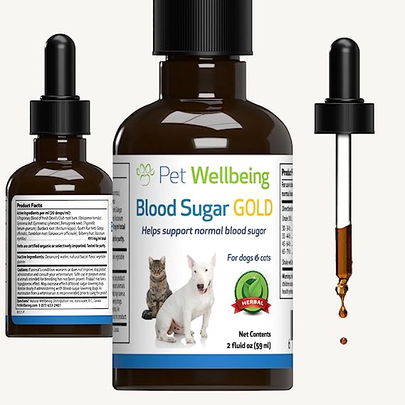 Pet Wellbeing - Blood Sugar Gold for Cats - Natural Support for Healthy Blood Sugar Levels in Diabetic Cats - Insulin Stabilization & Normal Pancreatic Function - 2 oz (59 ml)