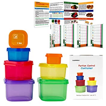 7 Piece Portion Control Container Set for Weight Loss - Portion Control Kit for Diet Meal Preparation - Comparable to 21 Day - GAINWELL