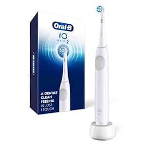 Oral-B iO Series 2 Rechargeable Electric Powered Toothbrush, Pure White with 1 Gentle Care Brush Head - Automatic Pressure Sensor to Protect Gums - 3 Modes - 2 Min Timer