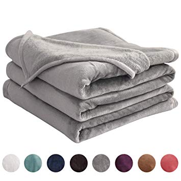 LIANLAM Throw Size Fleece Blanket Lightweight Super Soft and All Season Warm Fuzzy Plush Cozy Luxury Bed Blankets Microfiber (Grey, 43"x60")